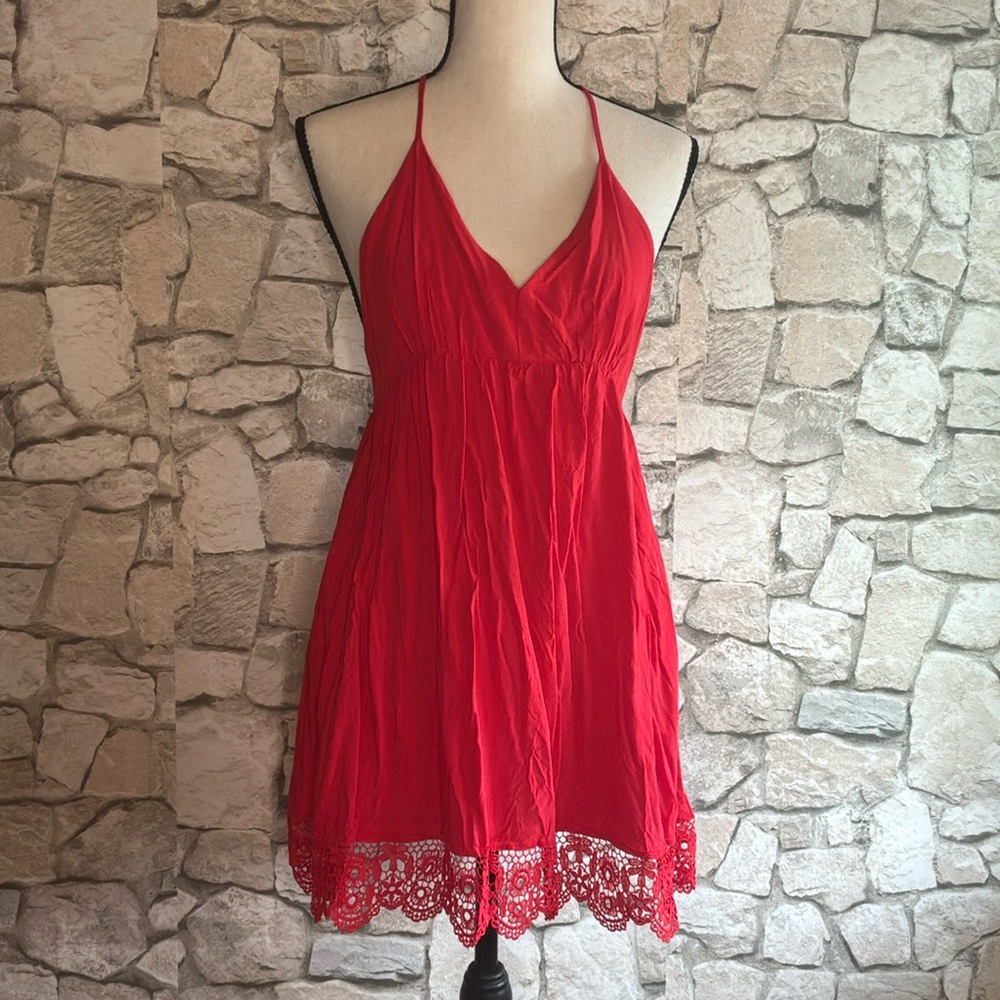 Forever 21 Red Lace Trim Mini Dress - Picture 2 of 3